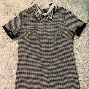 Houndstooth collared dress